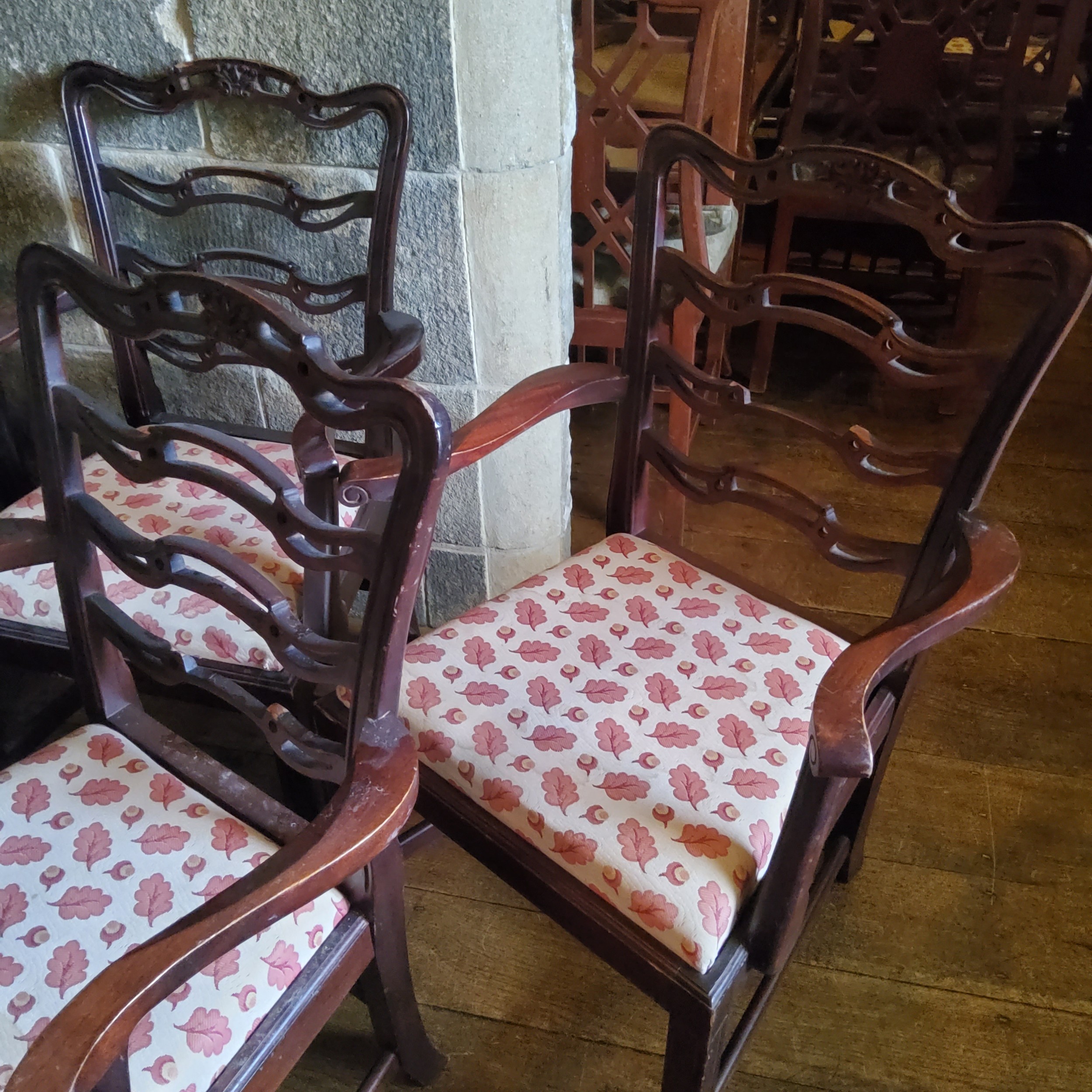 A set of eight Chippendale Revival mahogany function room carver chairs, matching upholstery (AF) - Image 4 of 4