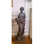 Garden Statuary - A life-size statue of Demeter the goddess of harvest, the substantial lead