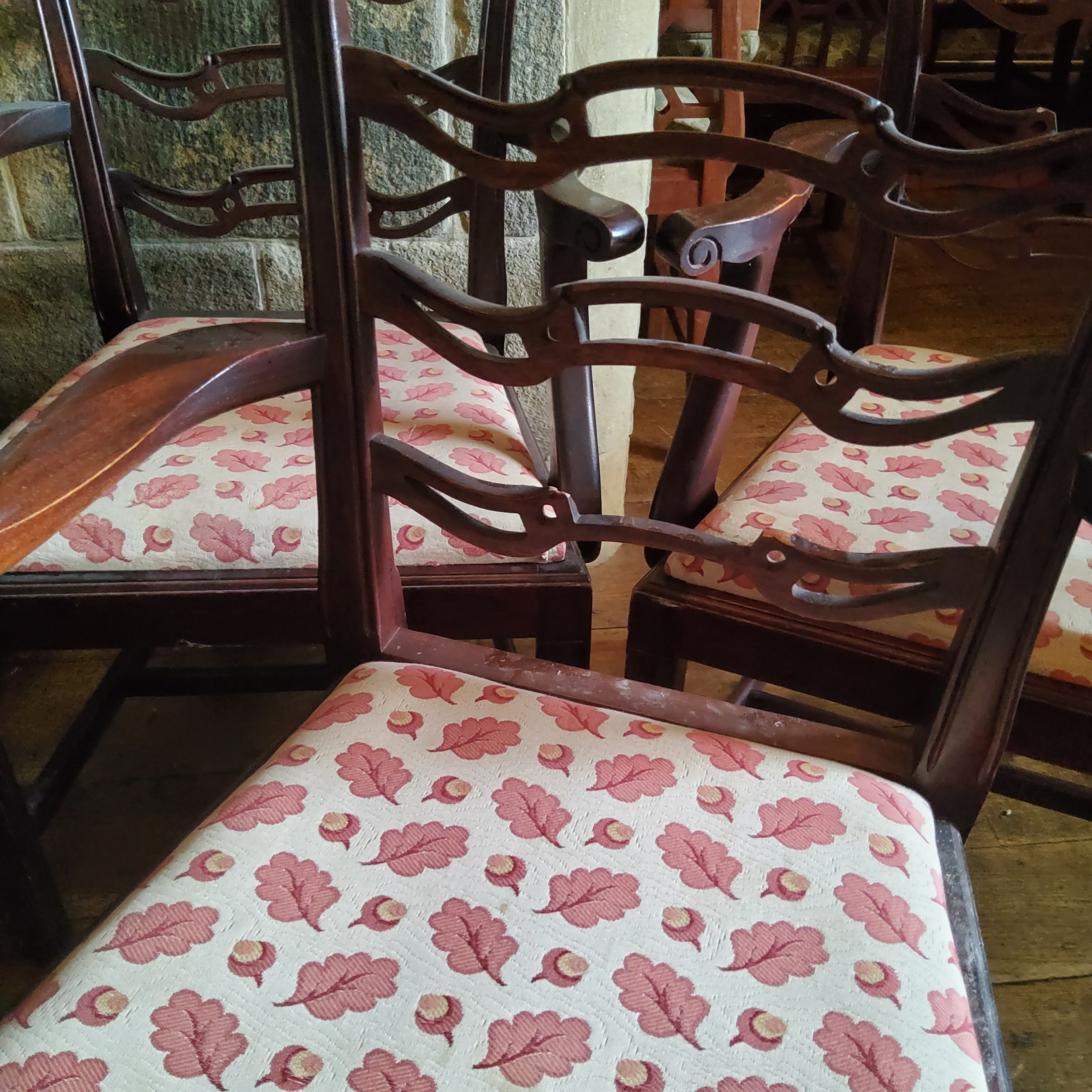 A set of eight Chippendale Revival mahogany function room carver chairs, matching upholstery (AF) - Image 3 of 4