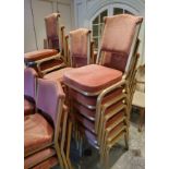 34 stacking dining/conference chairs, dusty pink velour fabric