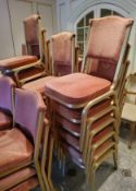 34 stacking dining/conference chairs, dusty pink velour fabric