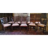 A set of ten Chippendale style mahogany function chairs with acorn and oak leaf upholstery (AF)