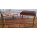 Two modern carved limed oak dressing table stools