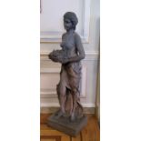 Garden Statuary - A life-size statue of Pomona the goddess of abundance, the lead effect classical