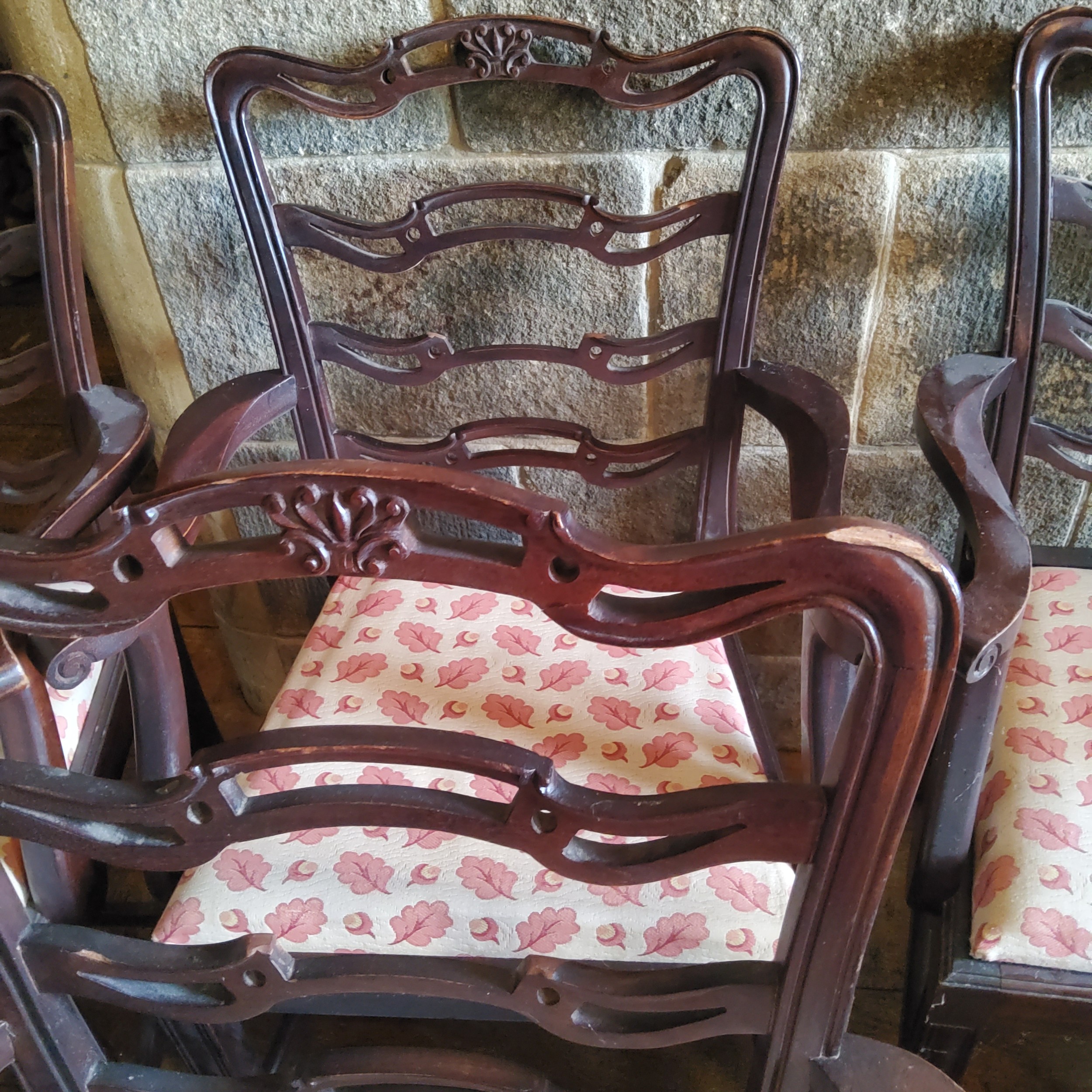 A set of eight Chippendale Revival mahogany function room carver chairs, matching upholstery (AF) - Image 2 of 4