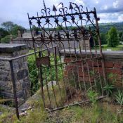 A decorative 19th century wrought iron garden gate 90cm W x 141cm H x 4cm D (94cm W including hinge)
