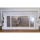 A large 19th century French overmantel mirror, painted in white