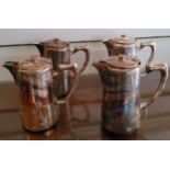 Militaria - four Mappin & Webb silver plated NAAFI / army mess coffee pots, broad arrow mark to base