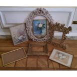 Attic Finds - original still life observational bouquet paintings; an ornate picture frame; 19th