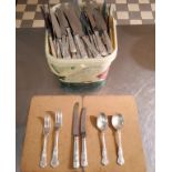 Large quantity of Hiram Wild (Sheffield) silver plated cutlery, approx. quantity are; 12 soup spoon,