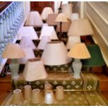 Lighting - various lampshades and three table lamps