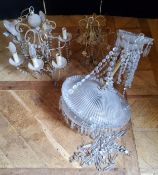 Lighting - For restoration - a crystal drop chandelier the main glass bowls in good condition;