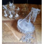 Lighting - For restoration - a crystal drop chandelier the main glass bowls in good condition;