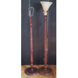 An Edwardian mahogany standard lamp; another (2)