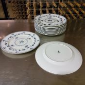 14 Royal Doulton "Yorktown" fine bone china dinner plates, blue/ black vine leaf border, re-