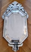 A Venetian style etched octagonal mirror 140 x 72cms