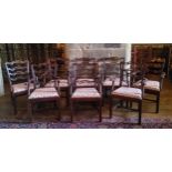 A set of eight Chippendale Revival mahogany function room carver chairs, matching upholstery (AF)