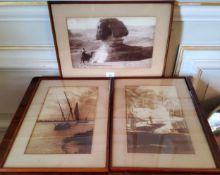 World Travel & Photography - three original sepia prints depicting Egyptian daily life and an
