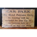 The original Hassop Hall Hotel metal Car Park sign