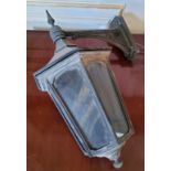 A Victorian style cast metal wall hanging outdoor lantern, approx. 60cms high