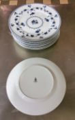 14 Royal Doulton "Yorktown" fine bone china dinner plates, blue/ black vine leaf border, re-