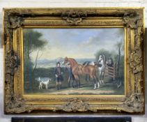 Circle of George Stubbs Hunting Day  Substantial Oil on canvas, Bold gilt frame 125cm x 95cm