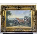 Circle of George Stubbs Hunting Day  Substantial Oil on canvas, Bold gilt frame 125cm x 95cm