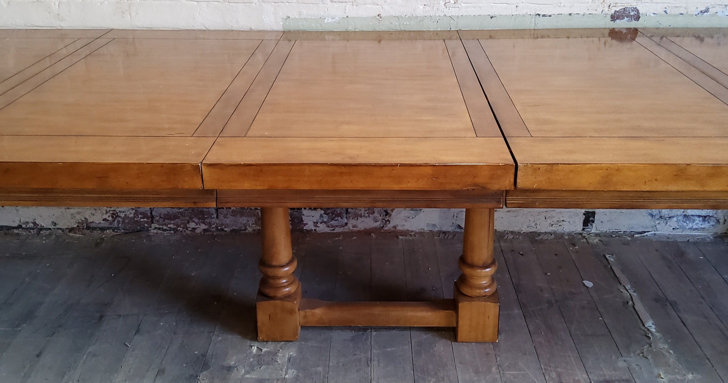 An extremely large country house 'antique' fruitwood extending dining table, 12ft 8in long (when - Image 3 of 5