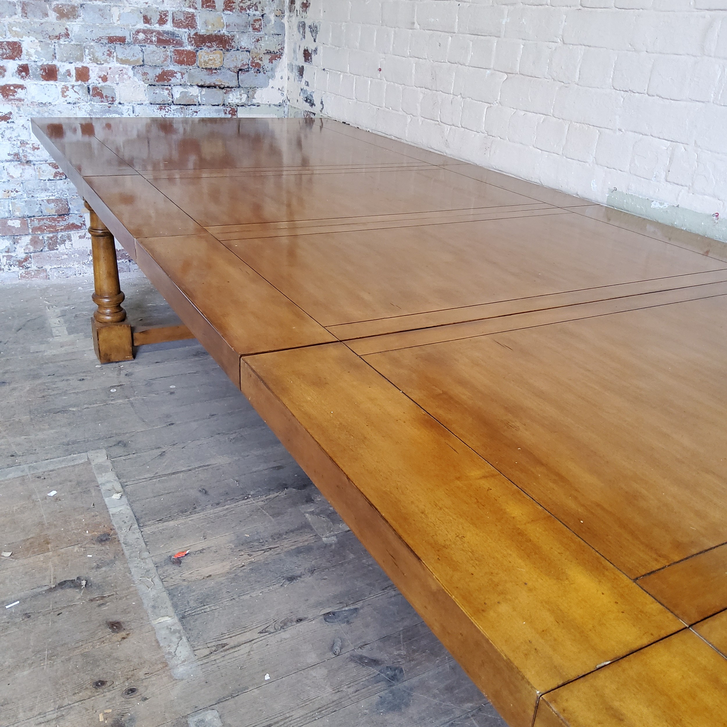 An extremely large country house 'antique' fruitwood extending dining table, 12ft 8in long (when - Image 4 of 5