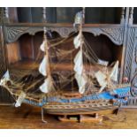 A scratchbuilt model of an early 17th century sailing vessel plaque inscribed WASA 1628, 70cm long