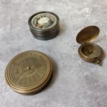 A ROSS of London reproduction marching brass compass; another Made for Royal Navy; a Stanley of
