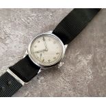 A WWII military issue Swiss ATP (Army Trade Pattern) stainless steel wristwatch, Swiss 16 Jewel