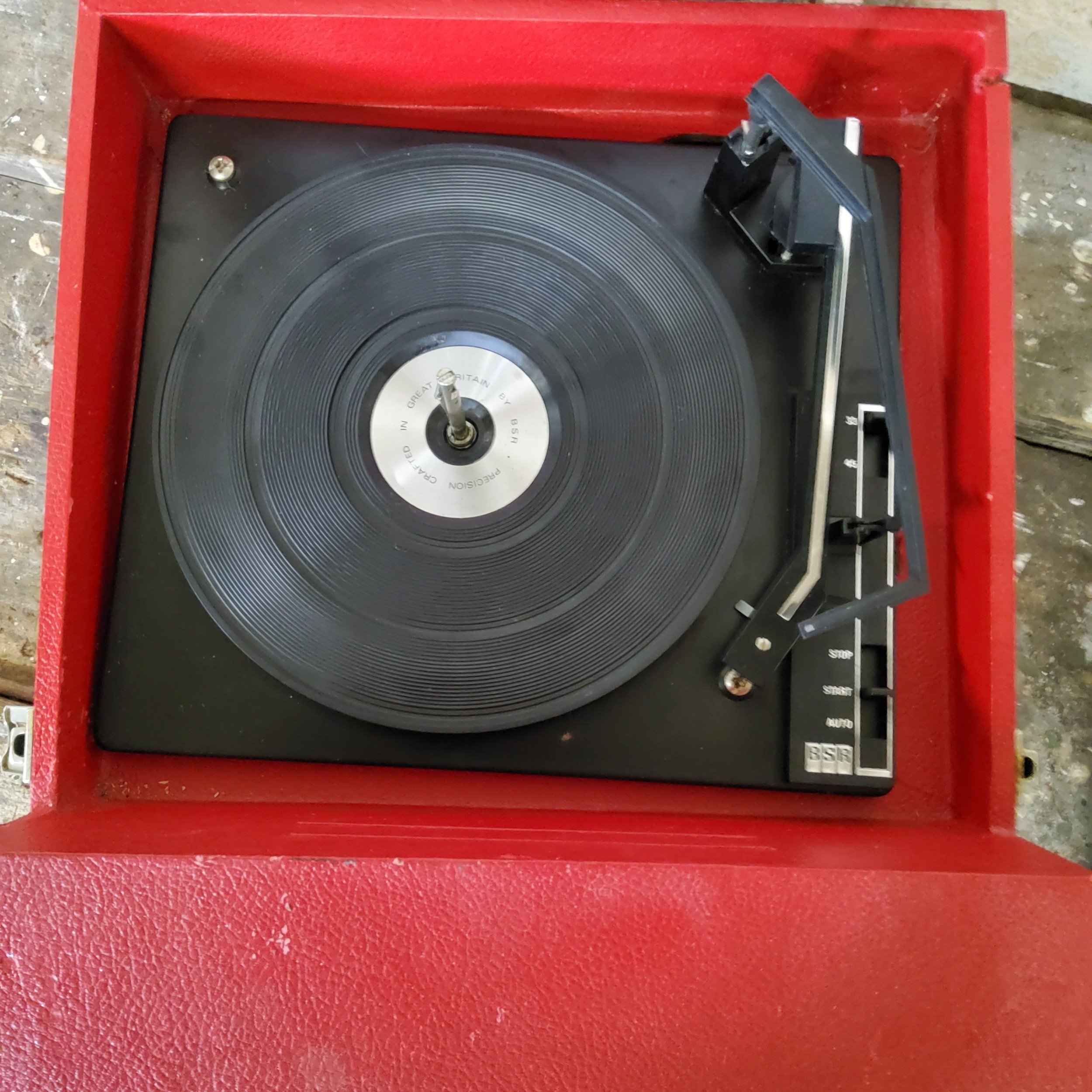 A BSR Fidelity HF45 record player, red; another slate grey (2) - Image 2 of 3