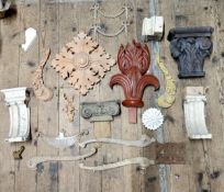 Architectural Salvage - Neo Classical plaster relief moulds in the form of swags, resin wall sconce,