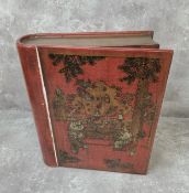 A Chinese erotic lacquer novelty box in the form of a book, the inside decorated with erotic scenes