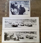 A photographic print of Paul Frere in the Le Mans pits speaking to his co-driver, signed in black; a