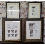 Interior Design - four large Architectural drawing prints of classical columns in bold frames (4)