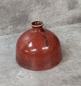A Chinese Ru domed specimen vase, drip glazed in red tones, seal stamp mark to base