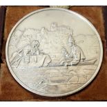 A silver medallion from the 100 Greatest Works of Art set, cast in relief the obverse shows the
