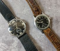 A WWII Marvin wristwatch, Swiss 15 jewel movement, marked Marvin, black dial, subsidiary second