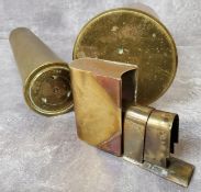 Trench art - a large copper and brass vesta in the form of a book; a 1941 Bofors 40mm II shell