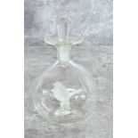 A unusual Rene Lalique style scent bottle with stopper