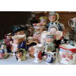 Royal Doulton character jugs including Neptune D6548, The Falconer D6533, Pied Piper, D 6403, Anne