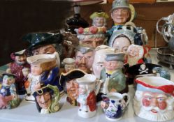 Royal Doulton character jugs including Neptune D6548, The Falconer D6533, Pied Piper, D 6403, Anne
