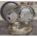 Silver plate including a Garrard & Co Garrard Plate oval gallery tray; a large circular gallery