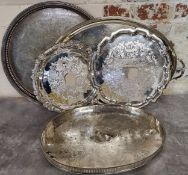 Silver plate including a Garrard & Co Garrard Plate oval gallery tray; a large circular gallery
