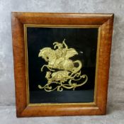 Breweryana- a Victorian gilt metal George And The Dragon brewery / pub plaque, fixed within a well