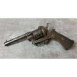 A small six shot rimfire revolver, the cylinder stamped with ELG over a