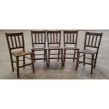 A set of five full sized school chairs