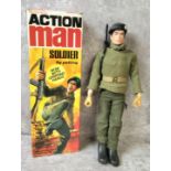 Palitoy vintage Action Man Soldier comprising beret, sweater, trousers, boots, khaki belt, scarf,